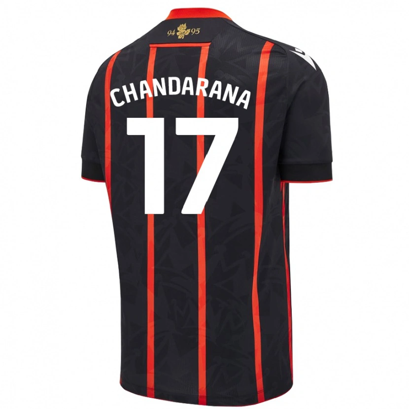 Danxen Mujer Camiseta Millie Chandarana #17 Negro Rojo 2ª Equipación 2024/25 La Camisa