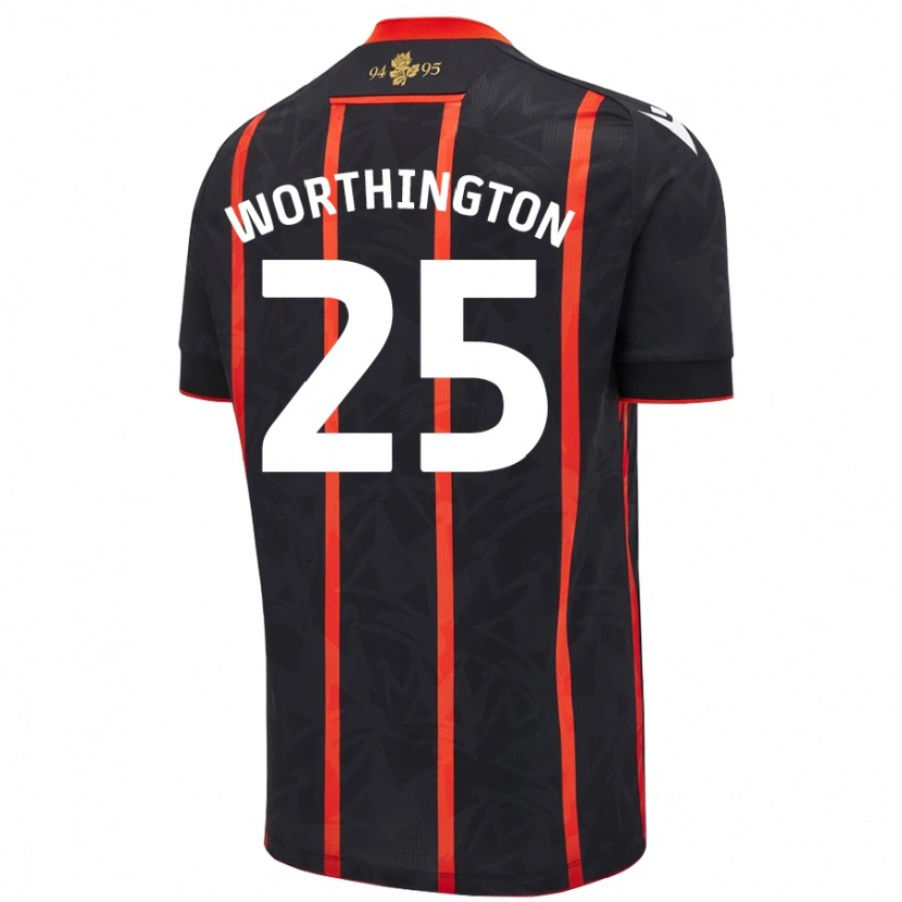 Danxen Mujer Camiseta Nicola Worthington #25 Negro Rojo 2ª Equipación 2024/25 La Camisa