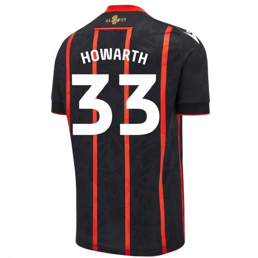 Danxen Mujer Camiseta Taylor Howarth #33 Negro Rojo 2ª Equipación 2024/25 La Camisa