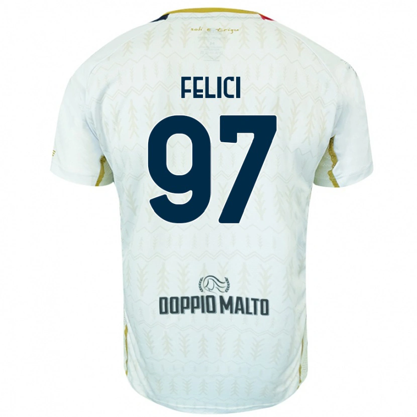 Danxen Mujer Camiseta Mattia Felici #97 Blanco 2ª Equipación 2024/25 La Camisa