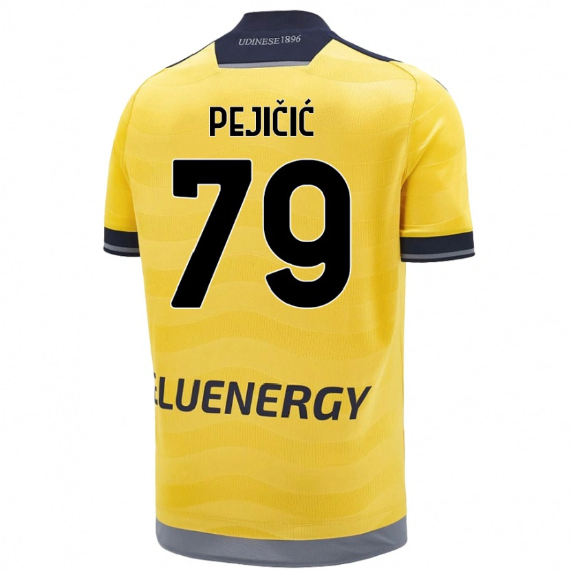 Danxen Mujer Camiseta David Pejičić #79 Dorado 2ª Equipación 2024/25 La Camisa