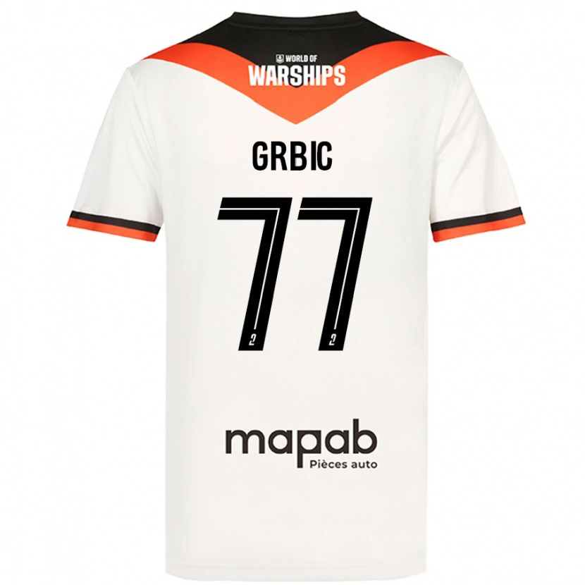 Danxen Mujer Camiseta Adrian Grbic #77 Blanco 2ª Equipación 2024/25 La Camisa