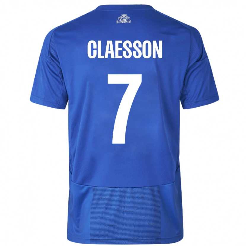 Danxen Mujer Camiseta Viktor Claesson #7 Blanco Azul 2ª Equipación 2024/25 La Camisa