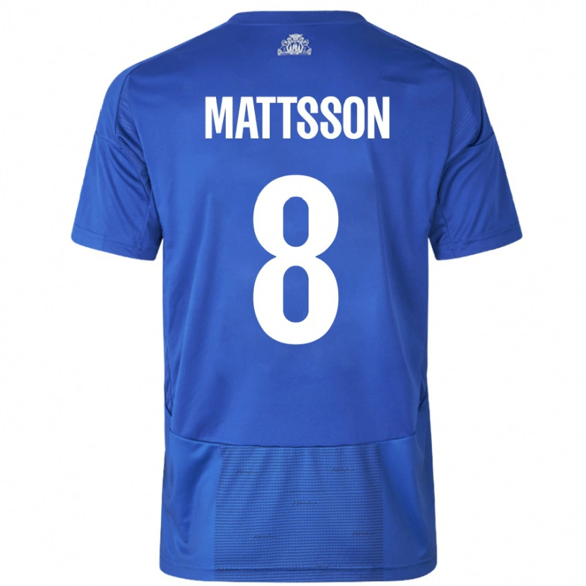 Danxen Mujer Camiseta Magnus Mattsson #8 Blanco Azul 2ª Equipación 2024/25 La Camisa