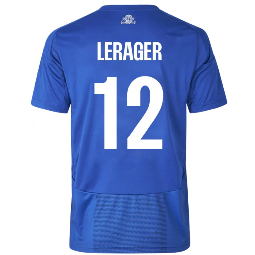 Danxen Mujer Camiseta Lukas Lerager #12 Blanco Azul 2ª Equipación 2024/25 La Camisa