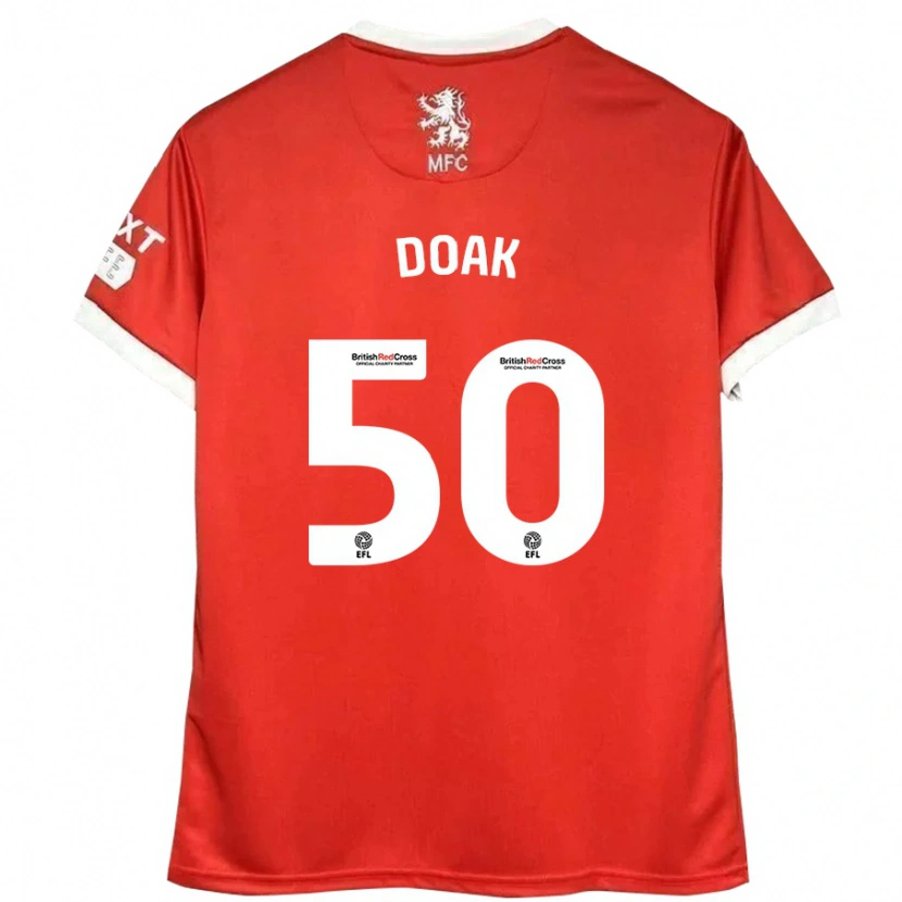 Danxen Niño Camiseta Ben Doak #50 Rojo Blanco 1ª Equipación 2024/25 La Camisa