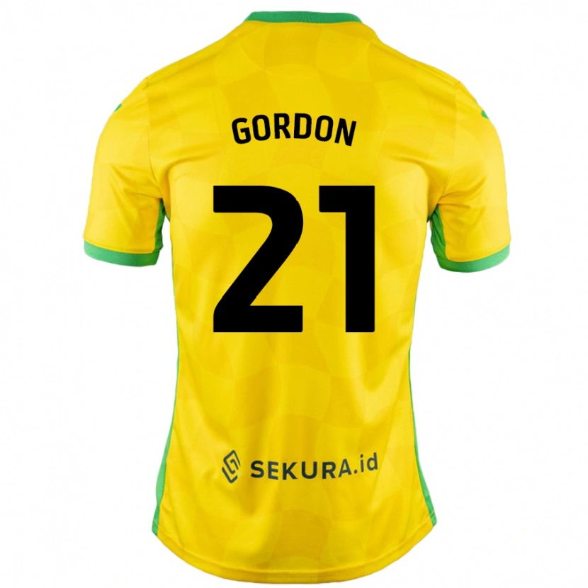 Danxen Niño Camiseta Kaide Gordon #21 Amarillo Verde 1ª Equipación 2024/25 La Camisa