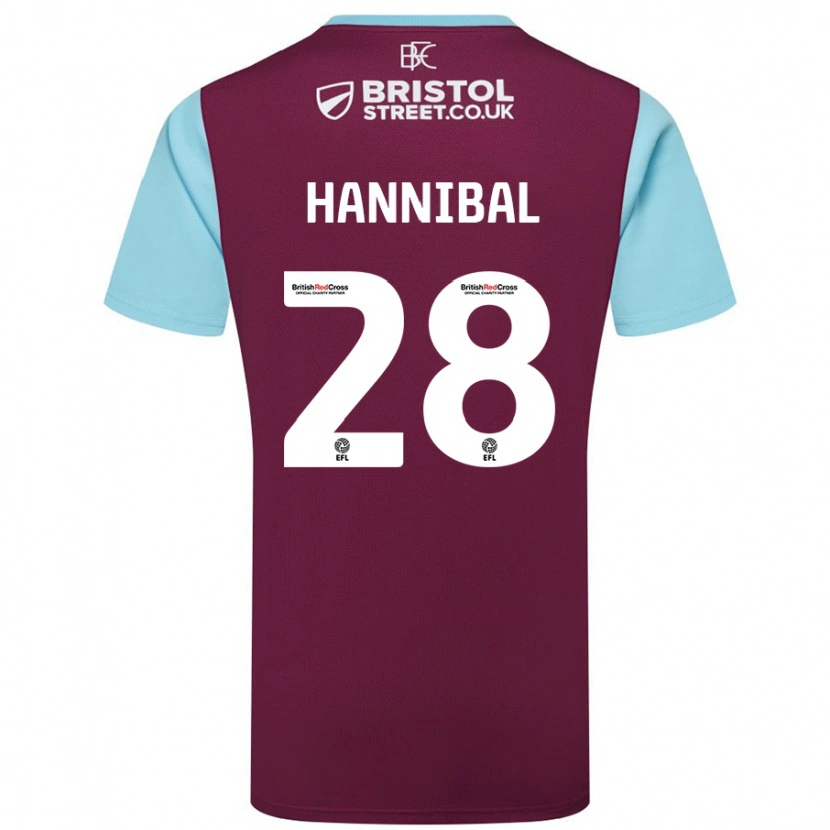 Danxen Niño Camiseta Hannibal #28 Borgoña Azul Cielo 1ª Equipación 2024/25 La Camisa