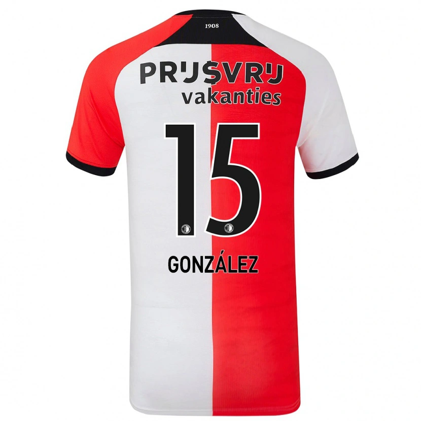 Danxen Niño Camiseta Facundo González #15 Rojo Blanco 1ª Equipación 2024/25 La Camisa