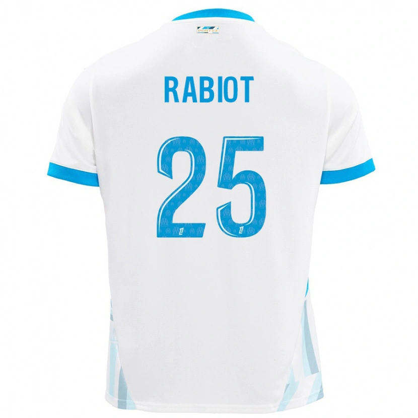 Danxen Niño Camiseta Adrien Rabiot #25 Blanco Azul Cielo 1ª Equipación 2024/25 La Camisa