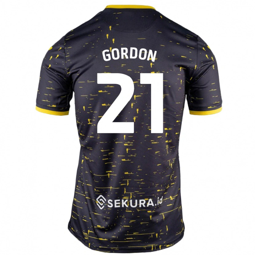 Danxen Niño Camiseta Kaide Gordon #21 Negro Amarillo 2ª Equipación 2024/25 La Camisa