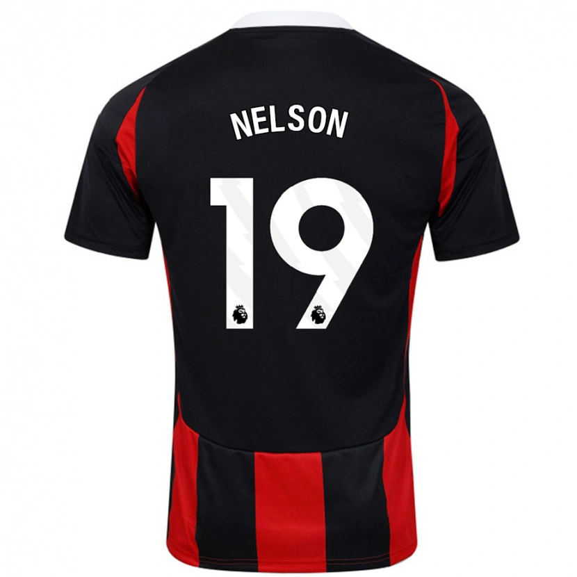 Danxen Niño Camiseta Reiss Nelson #19 Negro Rojo 2ª Equipación 2024/25 La Camisa