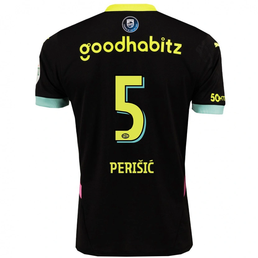 Danxen Niño Camiseta Ivan Perisic #5 Negro Amarillo 2ª Equipación 2024/25 La Camisa