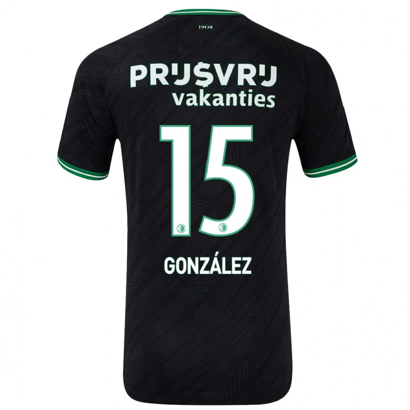 Danxen Niño Camiseta Facundo González #15 Negro Verde 2ª Equipación 2024/25 La Camisa