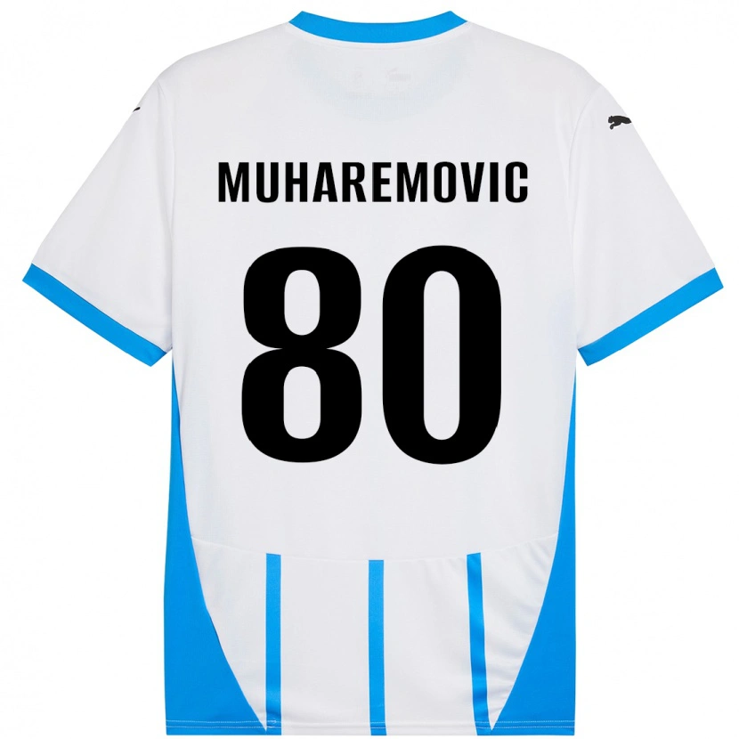 Danxen Niño Camiseta Tarik Muharemovic #80 Blanco Azul 2ª Equipación 2024/25 La Camisa