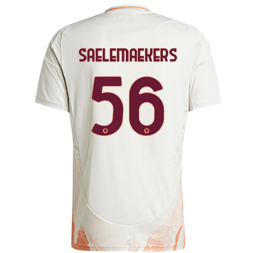 Danxen Niño Camiseta Alexis Saelemaekers #56 Crema Blanco Naranja 2ª Equipación 2024/25 La Camisa