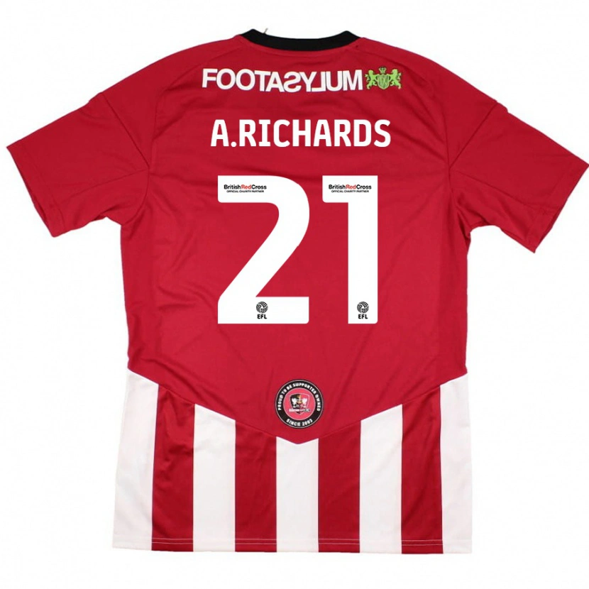 Danxen Niño Camiseta Amani Richards #21 Rojo Blanco 1ª Equipación 2024/25 La Camisa