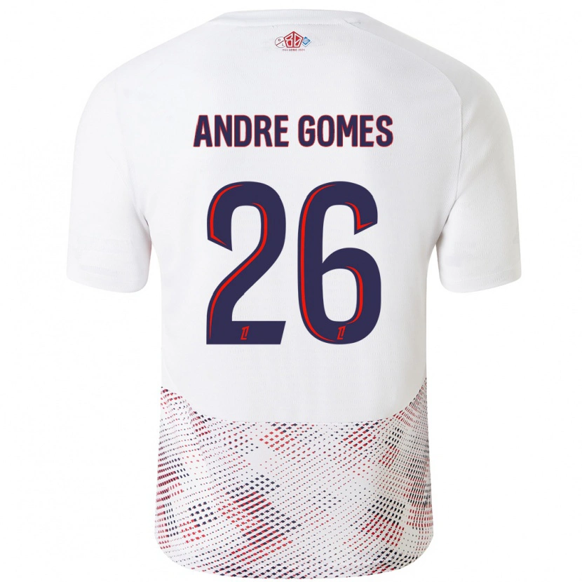 Danxen Niño Camiseta André Gomes #26 Blanco Azul Real 2ª Equipación 2024/25 La Camisa