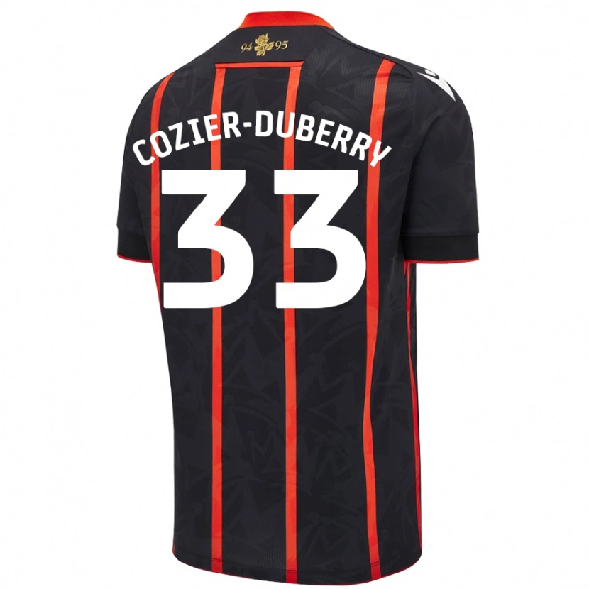 Danxen Niño Camiseta Amario Cozier-Duberry #33 Negro Rojo 2ª Equipación 2024/25 La Camisa