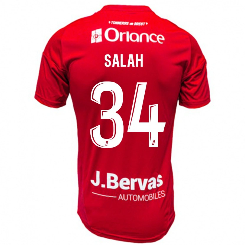 Danxen Niño Camiseta Ibrahim Salah #34 Rojo Blanco 1ª Equipación 2024/25 La Camisa