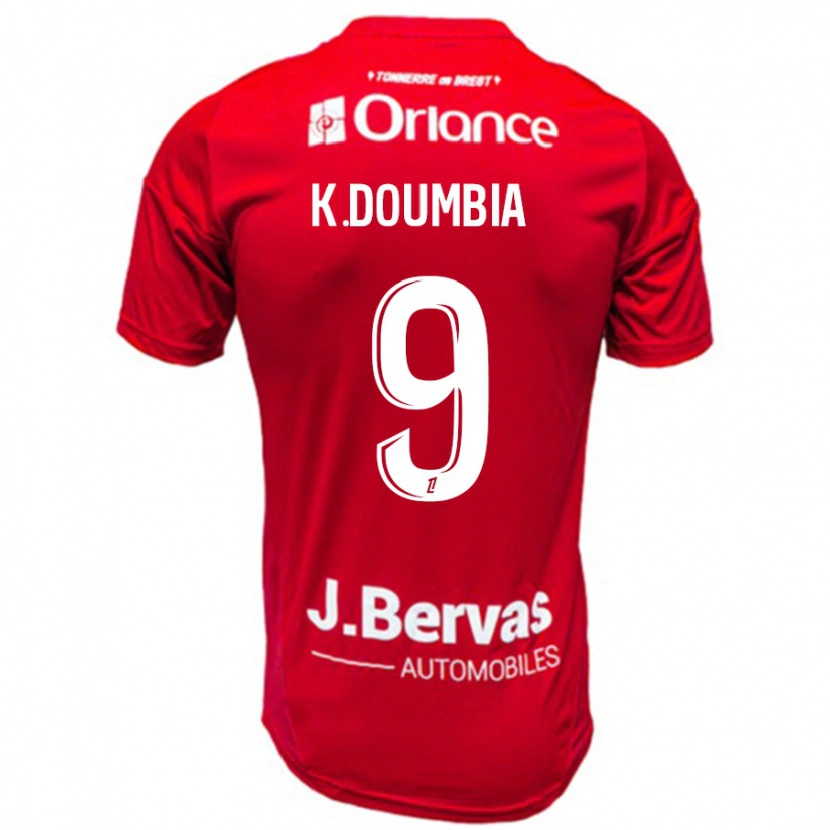 Danxen Niño Camiseta Kamory Doumbia #9 Rojo Blanco 1ª Equipación 2024/25 La Camisa