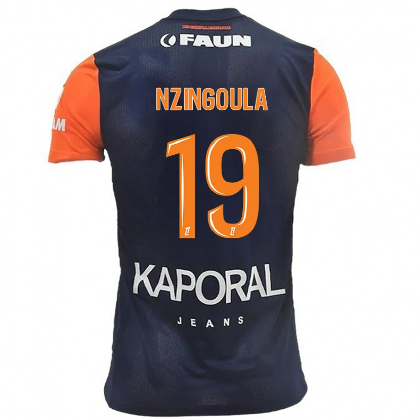 Danxen Niño Camiseta Rabby Nzingoula #19 Azul Marino Naranja 1ª Equipación 2024/25 La Camisa