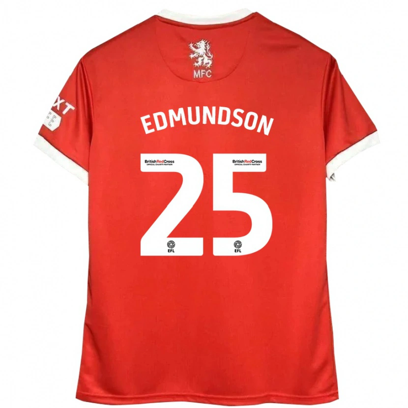 Danxen Niño Camiseta George Edmundson #25 Rojo Blanco 1ª Equipación 2024/25 La Camisa