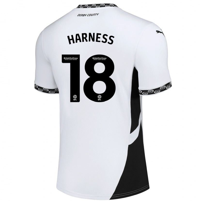 Danxen Niño Camiseta Marcus Harness #18 Blanco Negro 1ª Equipación 2024/25 La Camisa