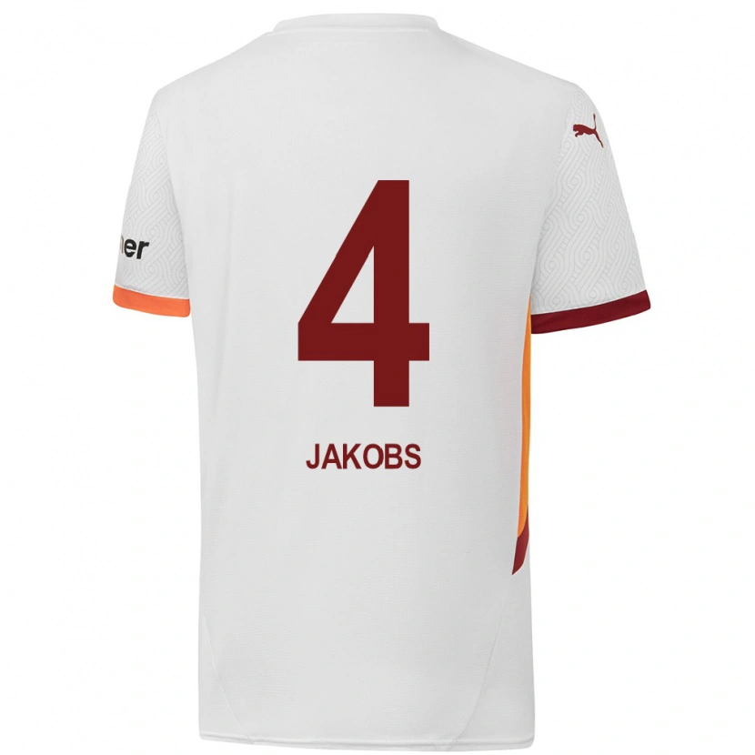 Danxen Niño Camiseta Ismail Jakobs #4 Blanco Amarillo Rojo 2ª Equipación 2024/25 La Camisa