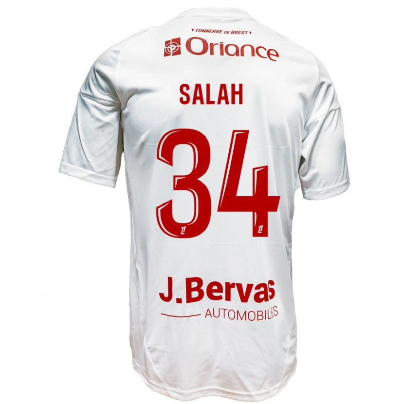 Danxen Niño Camiseta Ibrahim Salah #34 Blanco Rojo 2ª Equipación 2024/25 La Camisa