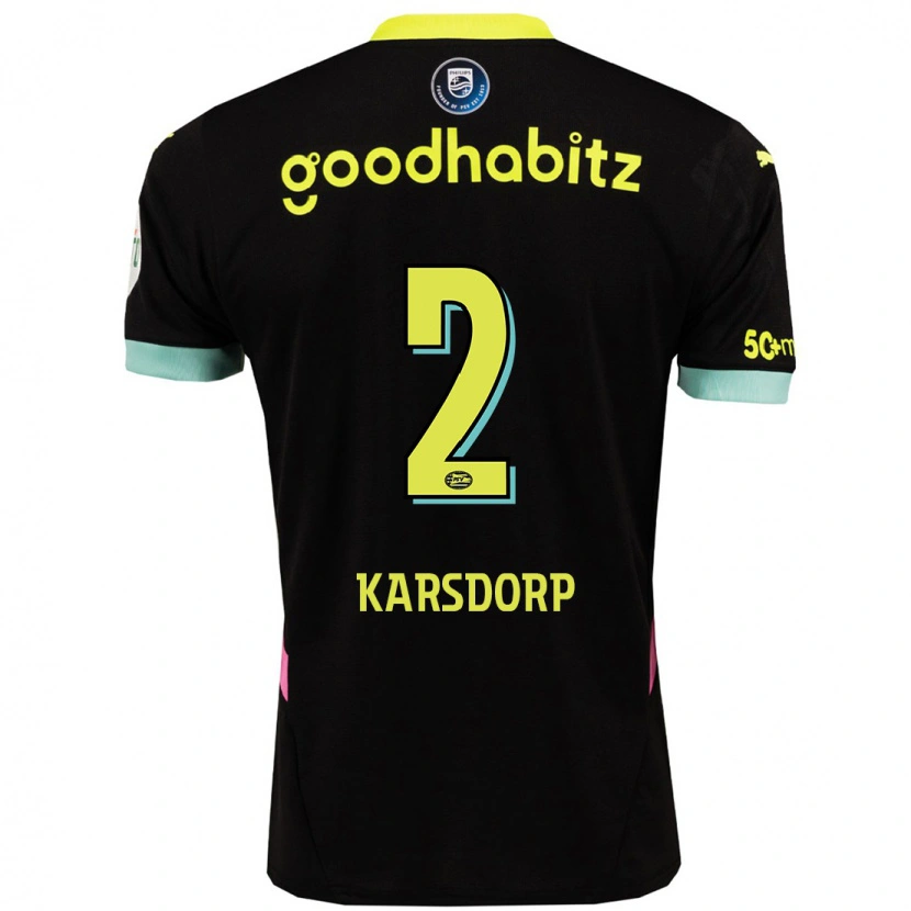 Danxen Niño Camiseta Rick Karsdorp #2 Negro Amarillo 2ª Equipación 2024/25 La Camisa