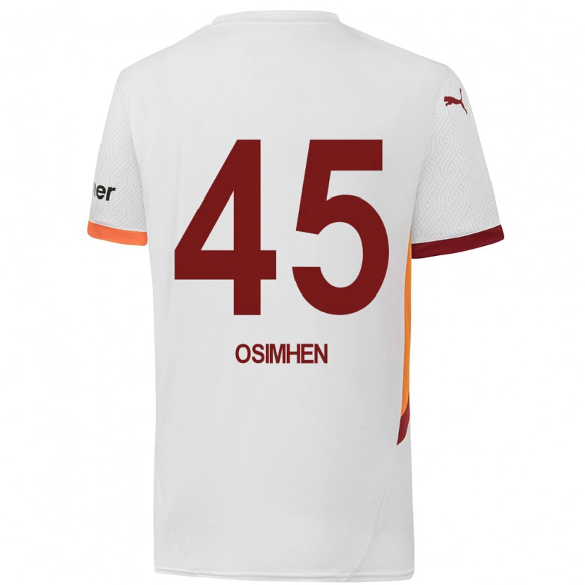 Danxen Niño Camiseta Victor Osimhen #45 Blanco Amarillo Rojo 2ª Equipación 2024/25 La Camisa