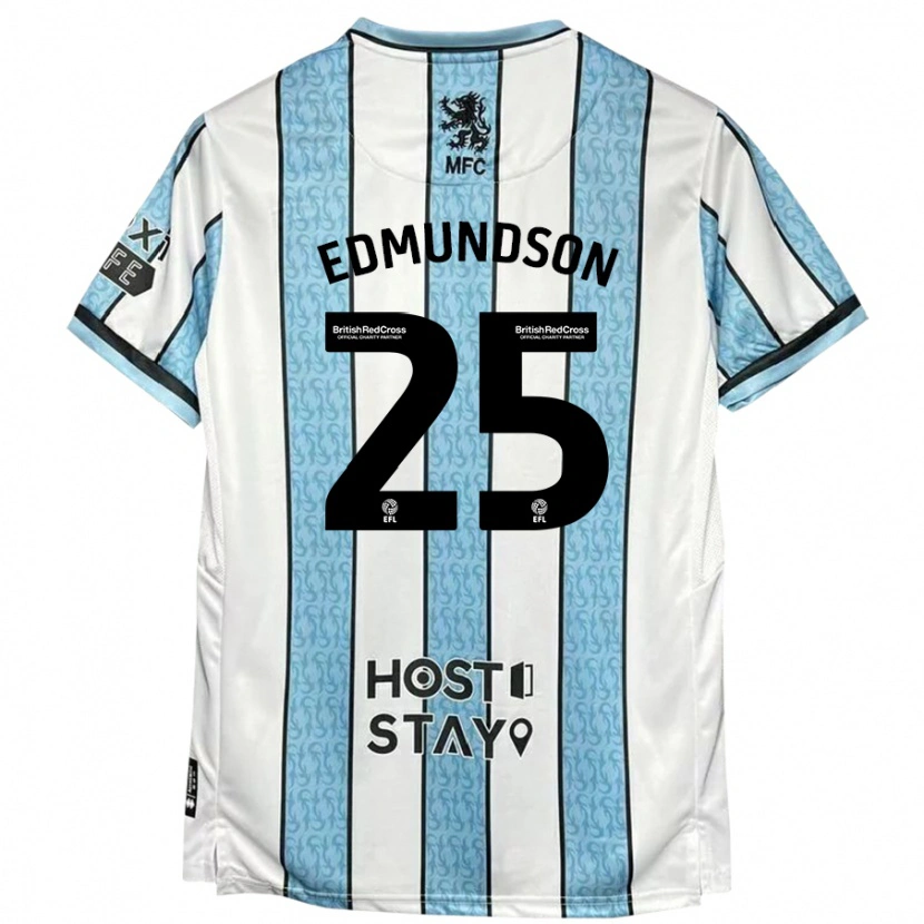 Danxen Niño Camiseta George Edmundson #25 Blanco Azul 2ª Equipación 2024/25 La Camisa