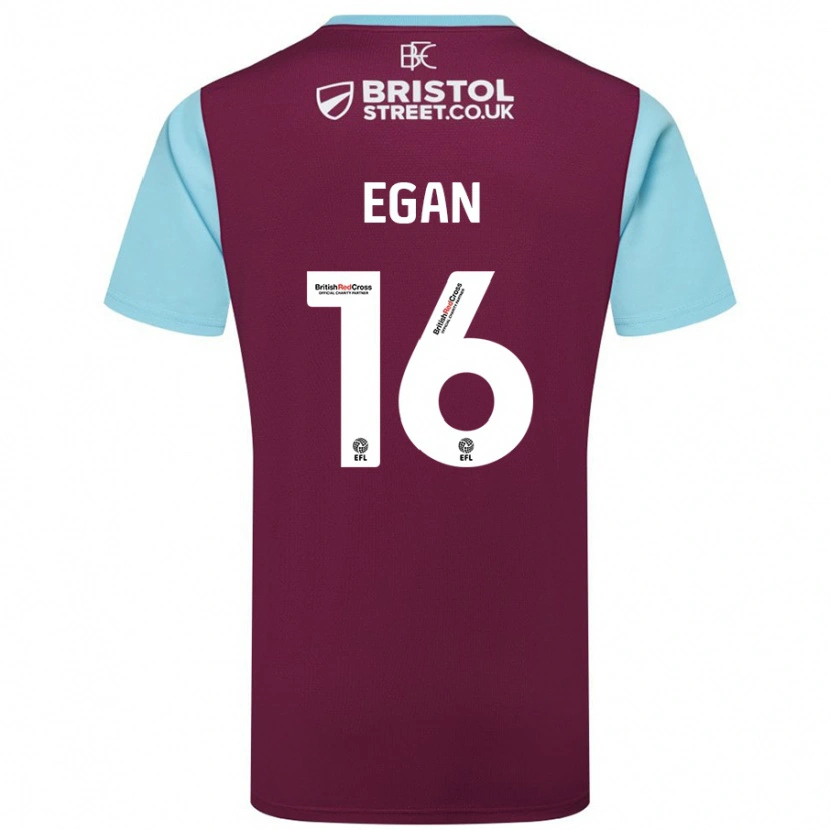 Danxen Niño Camiseta John Egan #16 Borgoña Azul Cielo 1ª Equipación 2024/25 La Camisa