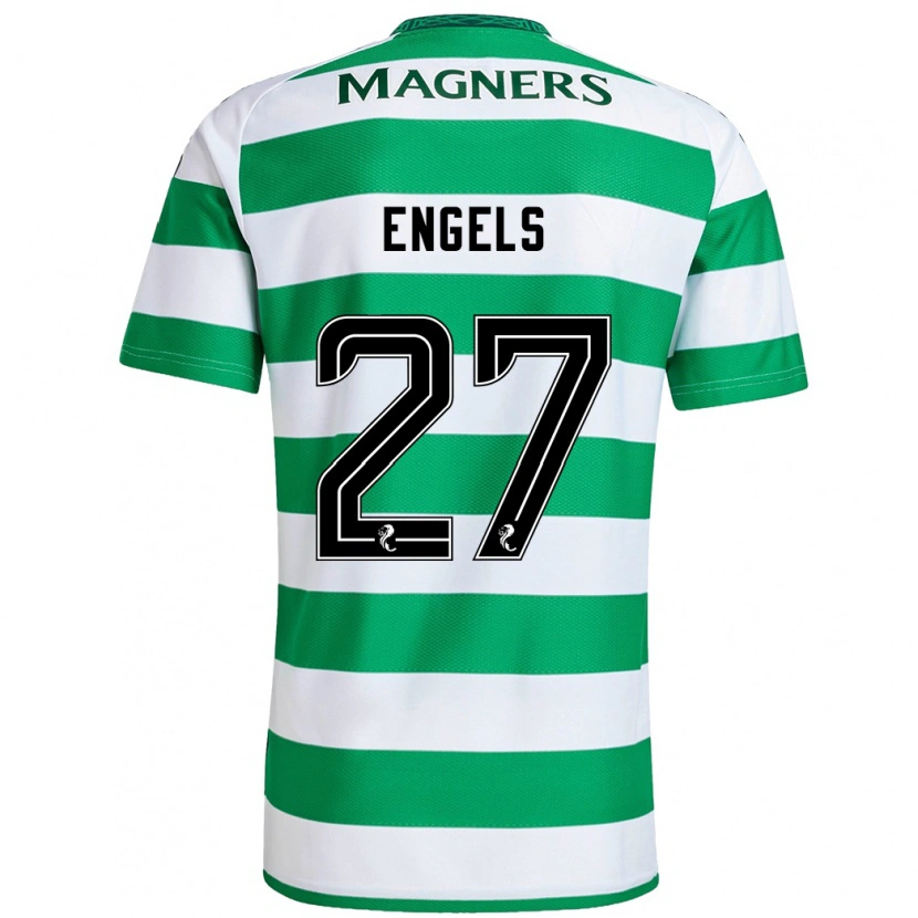 Danxen Niño Camiseta Arne Engels #27 Verde Blanco 1ª Equipación 2024/25 La Camisa