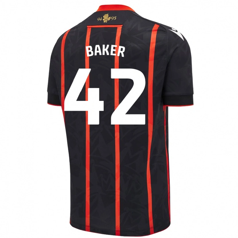 Danxen Niño Camiseta Lewis Baker #42 Negro Rojo 2ª Equipación 2024/25 La Camisa