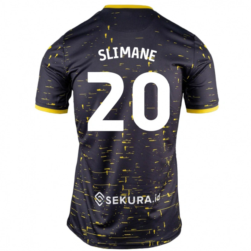 Danxen Niño Camiseta Anis Slimane #20 Negro Amarillo 2ª Equipación 2024/25 La Camisa