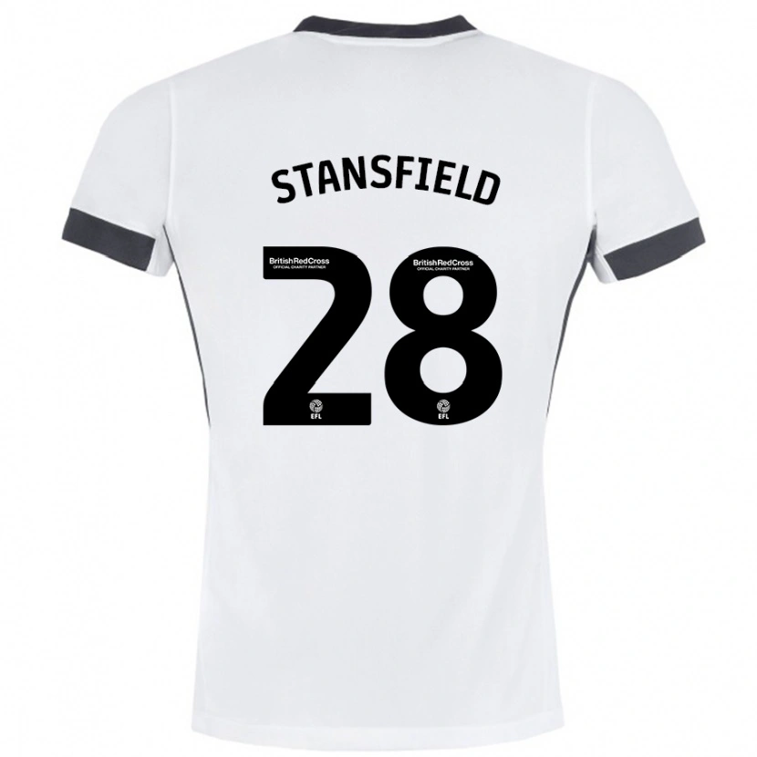 Danxen Niño Camiseta Jay Stansfield #28 Blanco Negro 2ª Equipación 2024/25 La Camisa