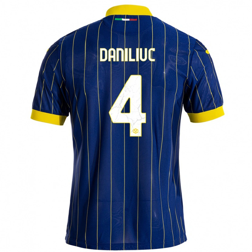 Danxen Niño Camiseta Flavius Daniliuc #4 Azul Amarillo 1ª Equipación 2024/25 La Camisa