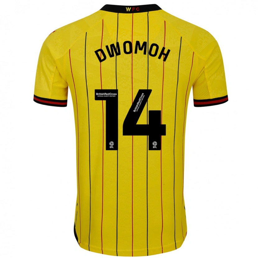 Danxen Niño Camiseta Pierre Dwomoh #14 Amarillo Negro 1ª Equipación 2024/25 La Camisa