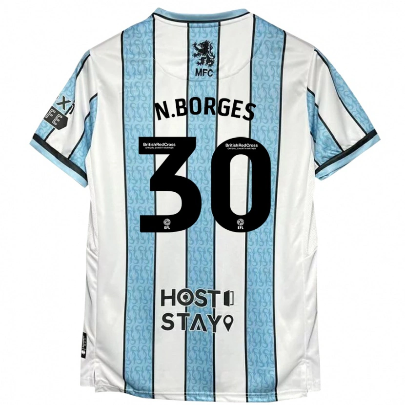 Danxen Niño Camiseta Neto Borges #30 Blanco Azul 2ª Equipación 2024/25 La Camisa