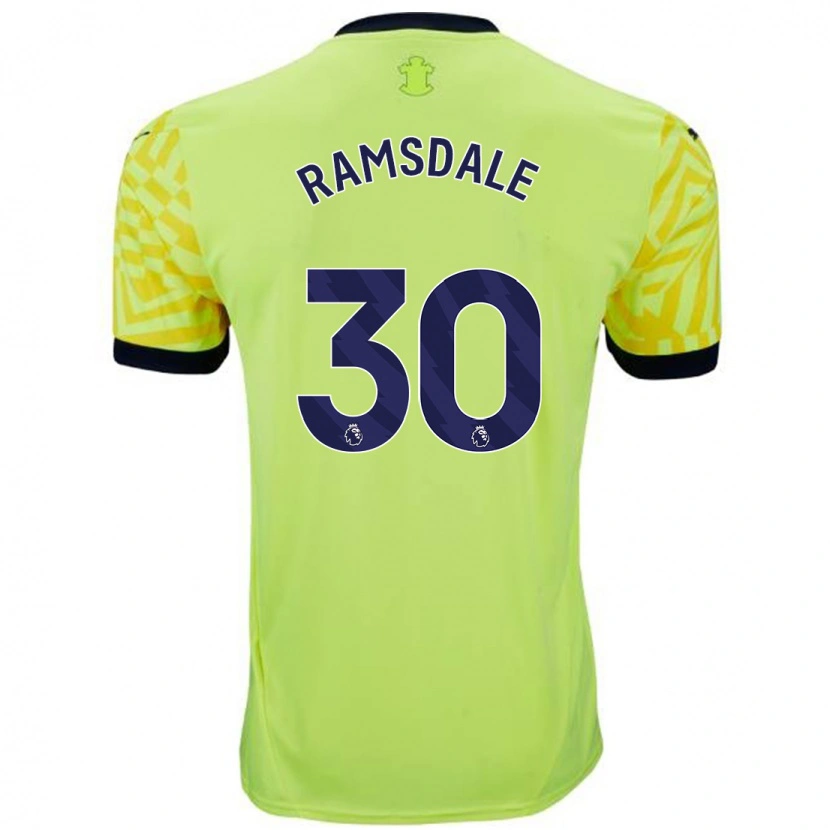 Danxen Hombre Camiseta Aaron Ramsdale #30 Amarillo 2ª Equipación 2024/25 La Camisa