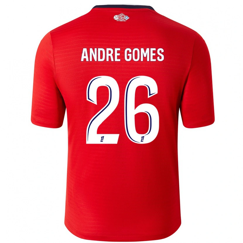 Danxen Hombre Camiseta André Gomes #26 Rojo Blanco 1ª Equipación 2024/25 La Camisa