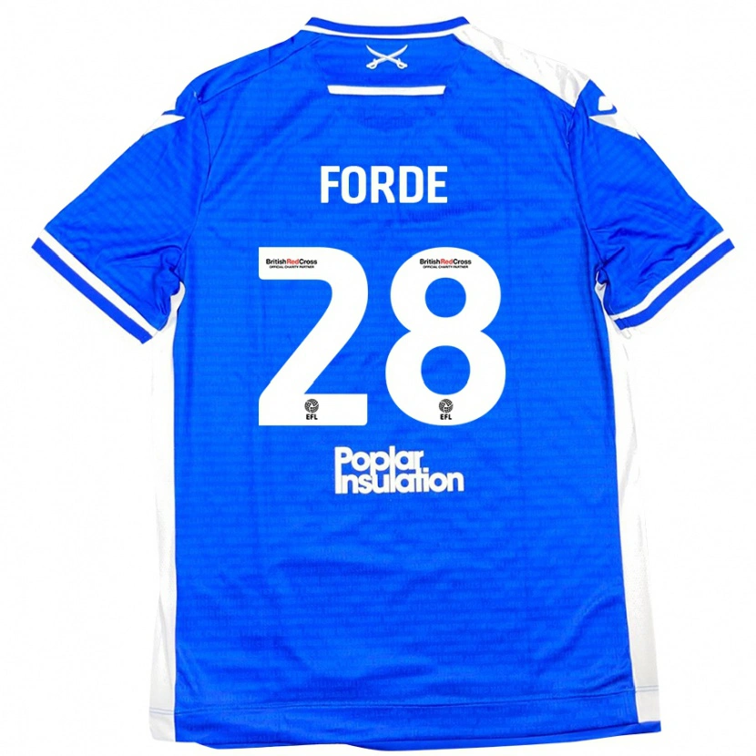 Danxen Hombre Camiseta Shaqai Forde #28 Azul Blanco 1ª Equipación 2024/25 La Camisa