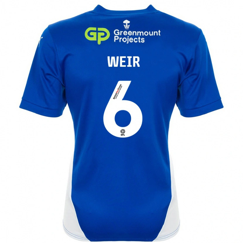 Danxen Hombre Camiseta Jensen Weir #6 Azul Blanco 1ª Equipación 2024/25 La Camisa