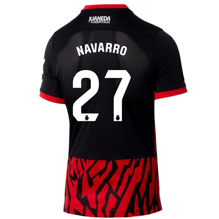 Danxen Hombre Camiseta Robert Navarro #27 Negro Rojo 1ª Equipación 2024/25 La Camisa