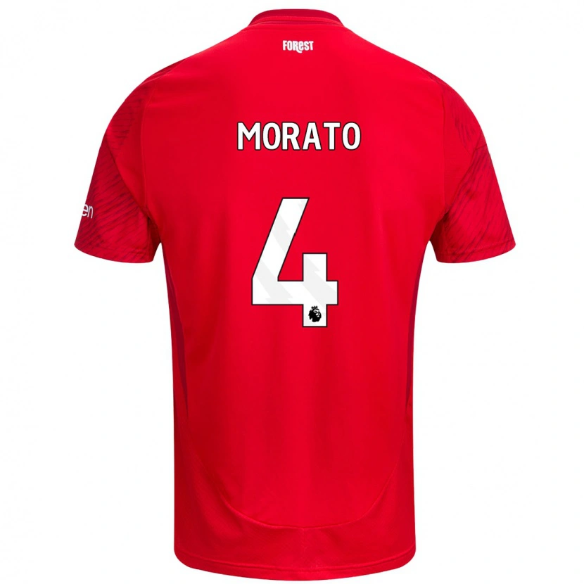 Danxen Hombre Camiseta Morato #4 Rojo Blanco 1ª Equipación 2024/25 La Camisa