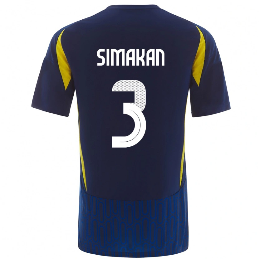 Danxen Hombre Camiseta Mohamed Simakan #3 Azul Amarillo 2ª Equipación 2024/25 La Camisa