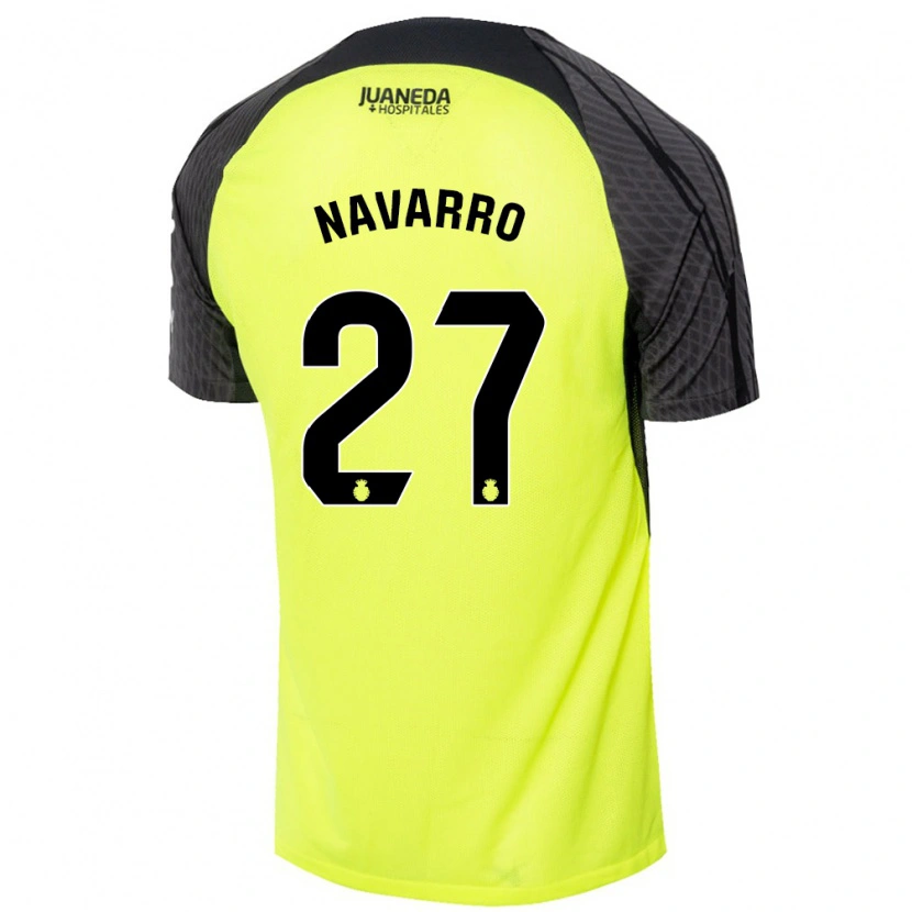 Danxen Hombre Camiseta Robert Navarro #27 Verde Fluorescente Negro 2ª Equipación 2024/25 La Camisa