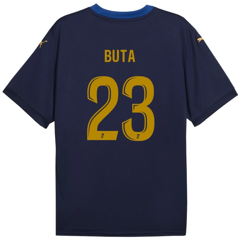 Danxen Hombre Camiseta Aurélio Buta #23 Azul Marino Dorado 2ª Equipación 2024/25 La Camisa